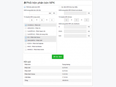 Hướng dẫn sử dụng NPK Calculator